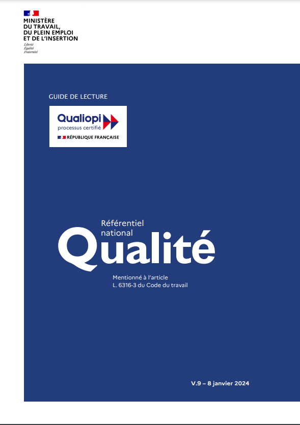 couverture du guide de lecture v9 Qualiopi